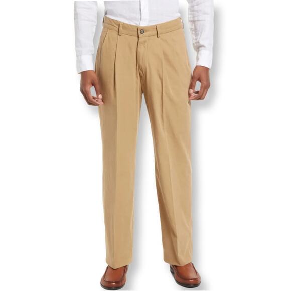 NWT Men’s Charleston Khaki Washed Canvas Pleated Regular Rise Trousers - Picture 1 of 7